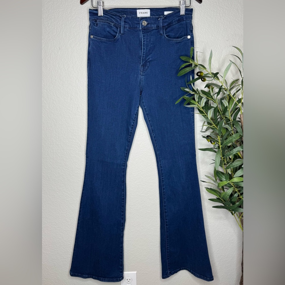 FRAME Le High Flare Jeans Women’s Size 30 Blue High Rise‎ Stretch Denim Flared